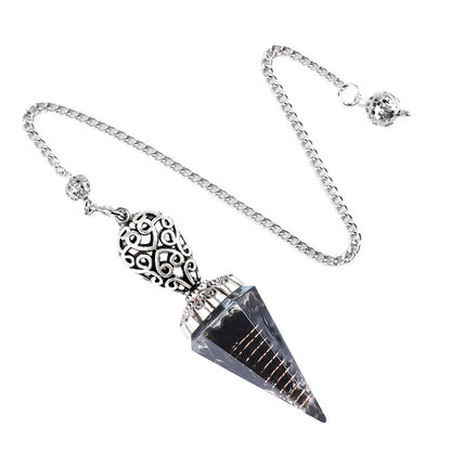 Silvery Crystal Agate Resin Hexagonal Pyramid Spirit Pendulum