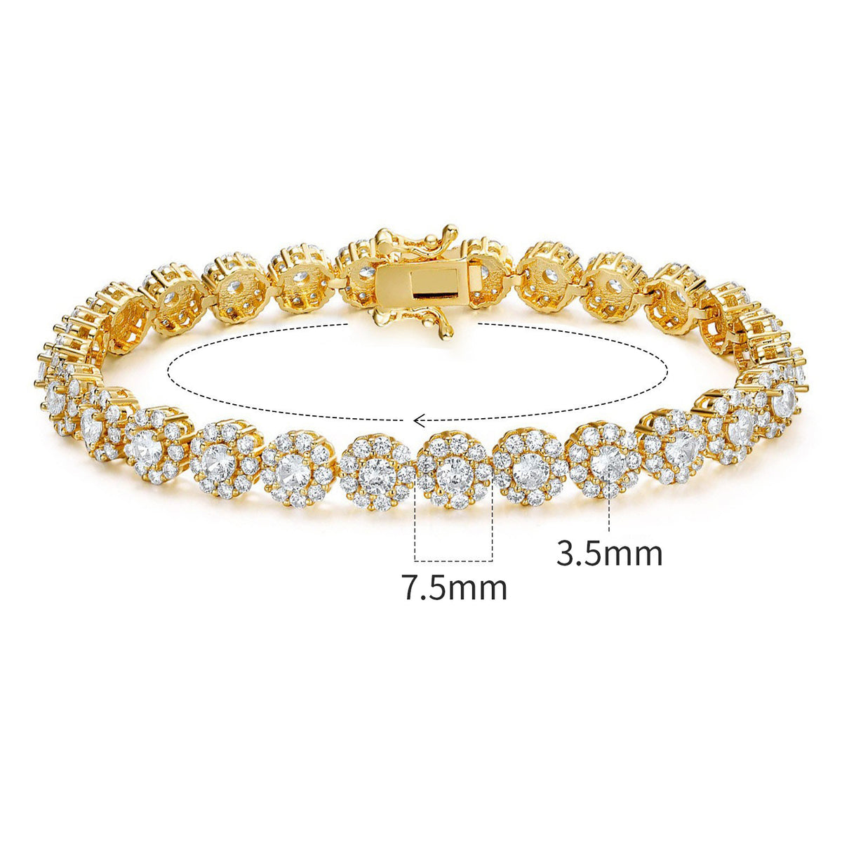 Women&Men's 5mm Tennis Ball Cuban Bracelet