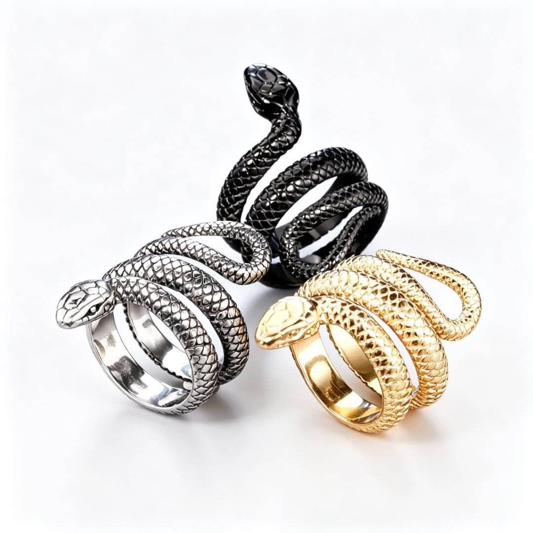 Men's Vintage Snake Python Titanium Steel Ring