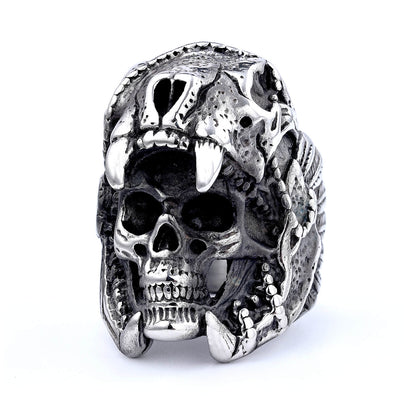 Men's Vintage Large Skull Stainless Steel Ring
