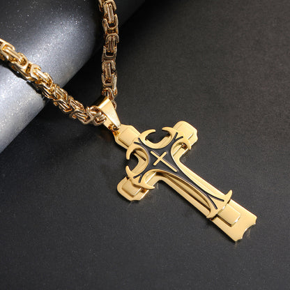 Men's Imperial Chain Domineering Pattern Three-Layer Cross Necklace