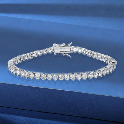 Women&Men's 4mm Zircon-Set Tennis Bracelet With Eight-Shaped Clasp