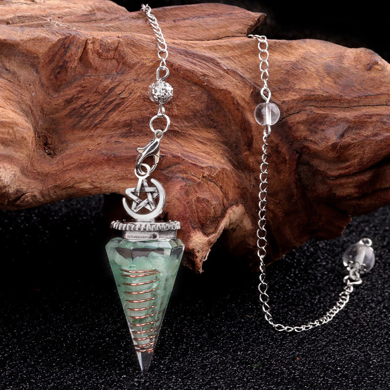 Star Moon Hexagonal Cone Crystal Resin Spirit Pendulum