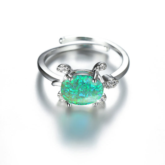 Women's Turtle Open Opal ring with Zirconia
