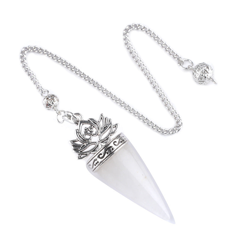 Ancient silver lotus cone meditation yoga crystal spirit pendulum
