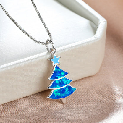 Colorful Opal Christmas Tree Necklace