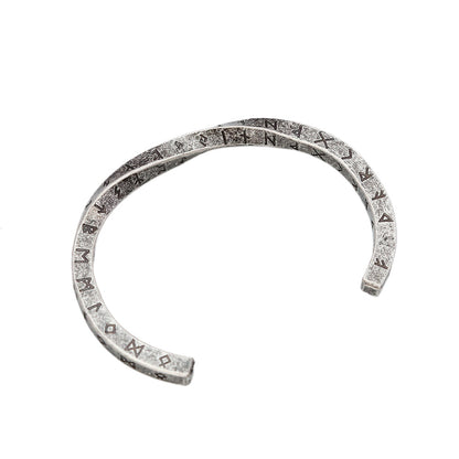 Men's Vintage Viking Letter Stainless Steel Open Cuff Bracelet, Personalized Versatile Titanium Steel Bangle