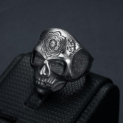 Retro Punk Engraved Skull Head Halloween Bold Men's Ring