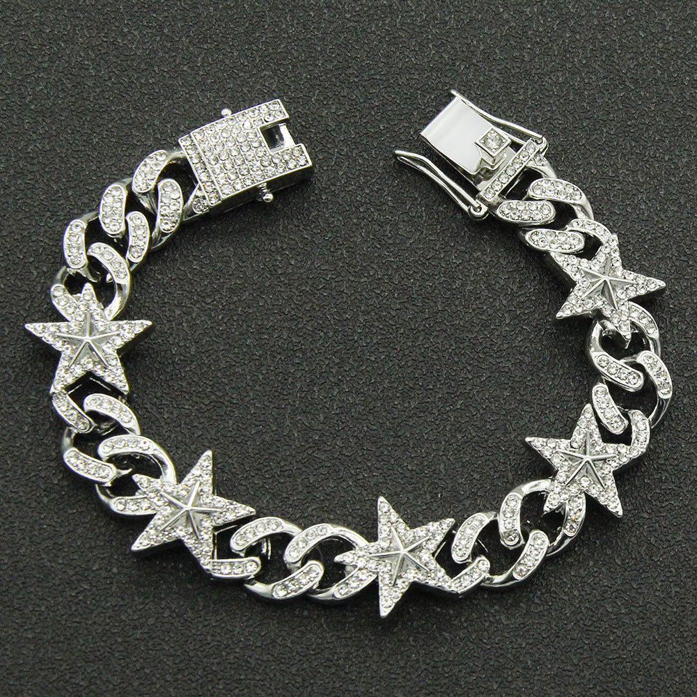 Hip-Hop 3d Star Cuban Chain Pendant Necklace