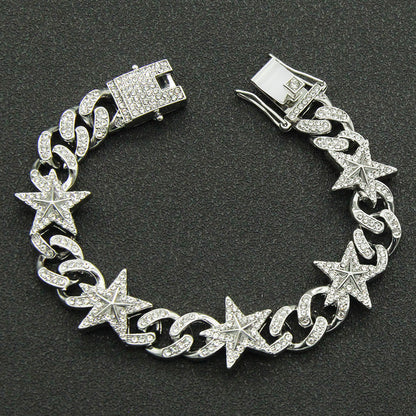 Hip-Hop 3d Star Cuban Chain Pendant Necklace