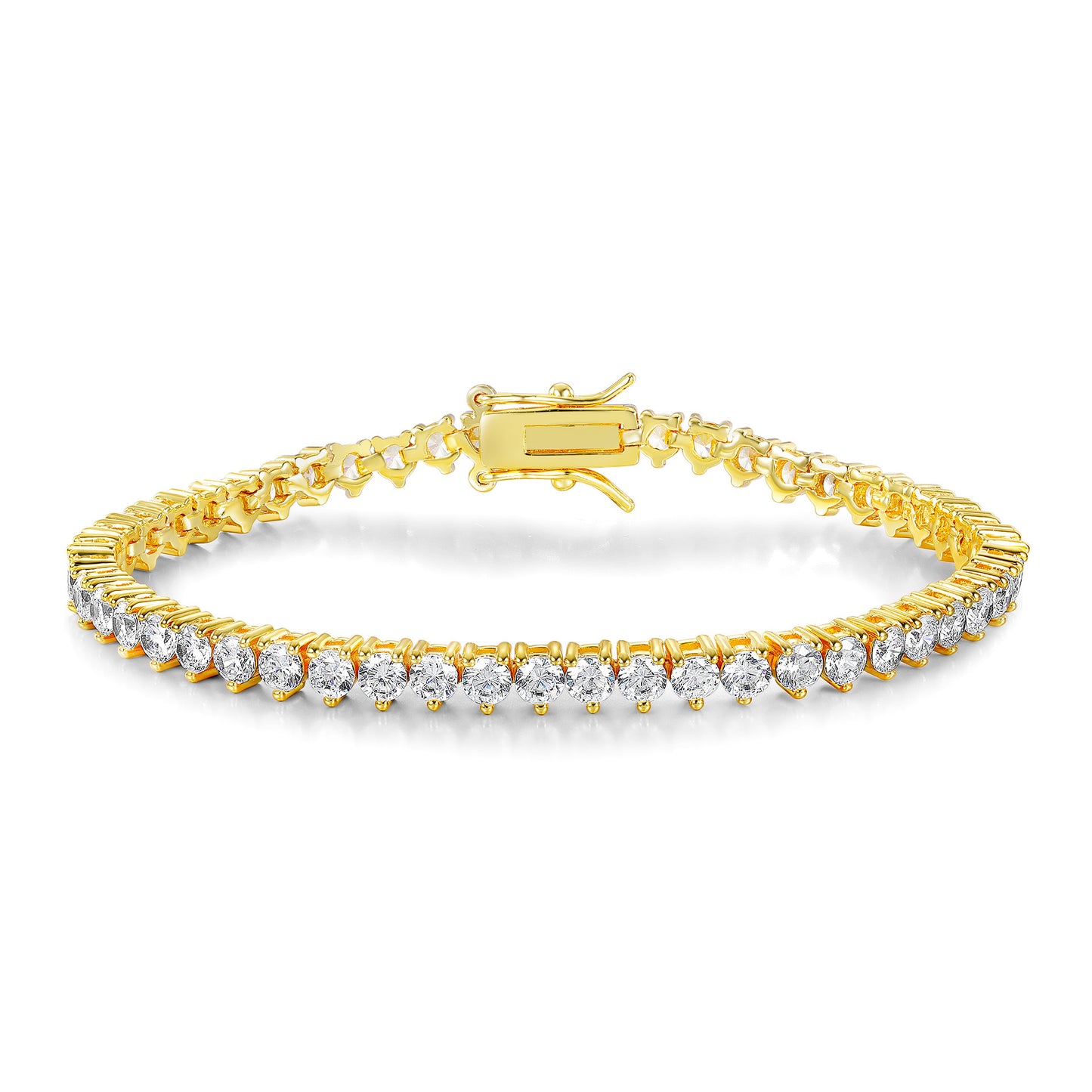 Women&Men's 4mm Zircon-Set Tennis Bracelet With Eight-Shaped Clasp