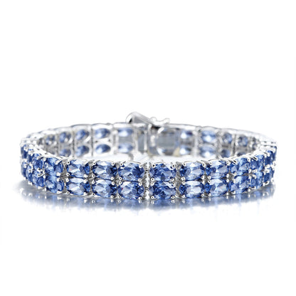 Women's Sterling Silver Pear Cut Blue Sapphire Tennis Bracelet