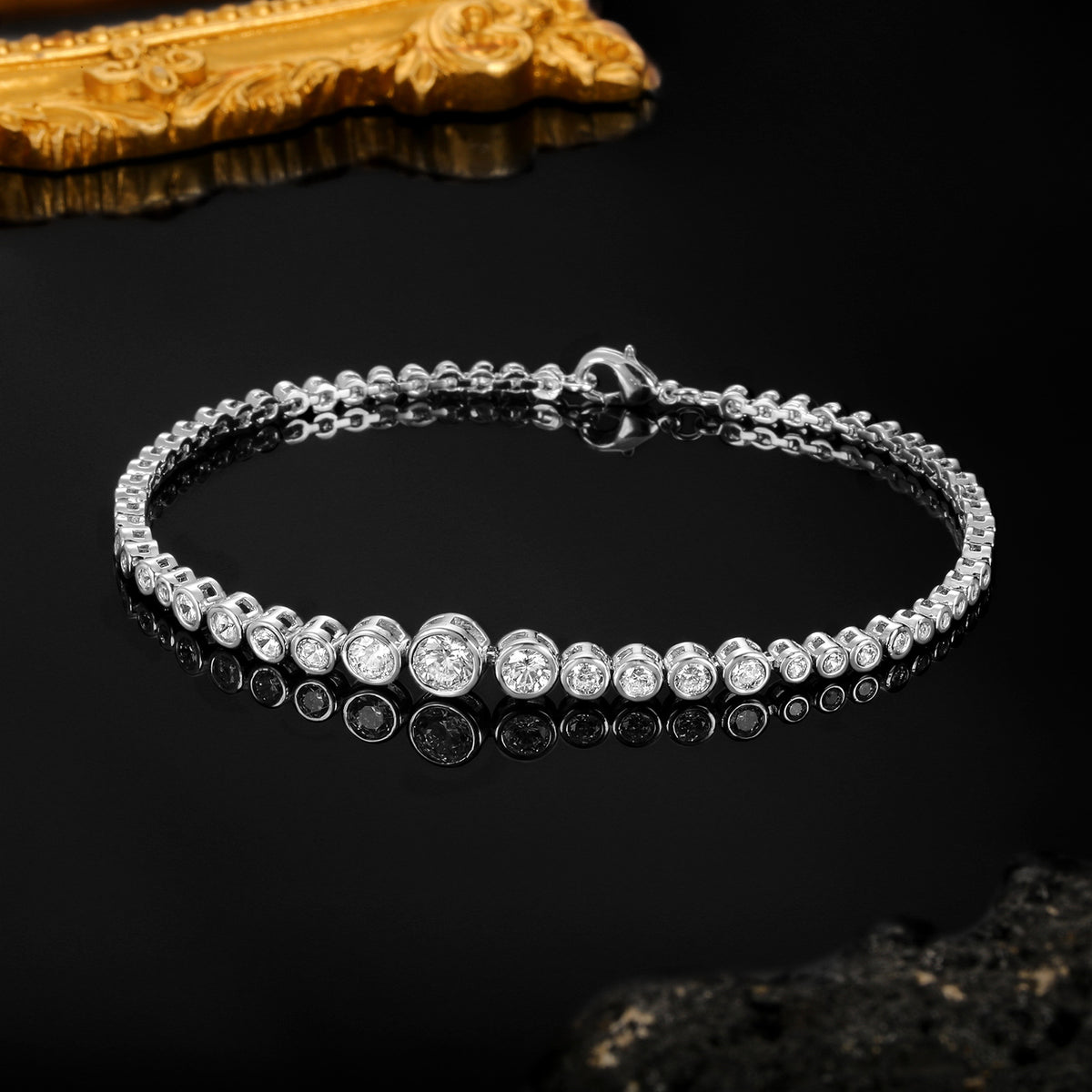 Women&Men's Zircon Gradient Size Single Row Full Diamond Tennis Bracelet