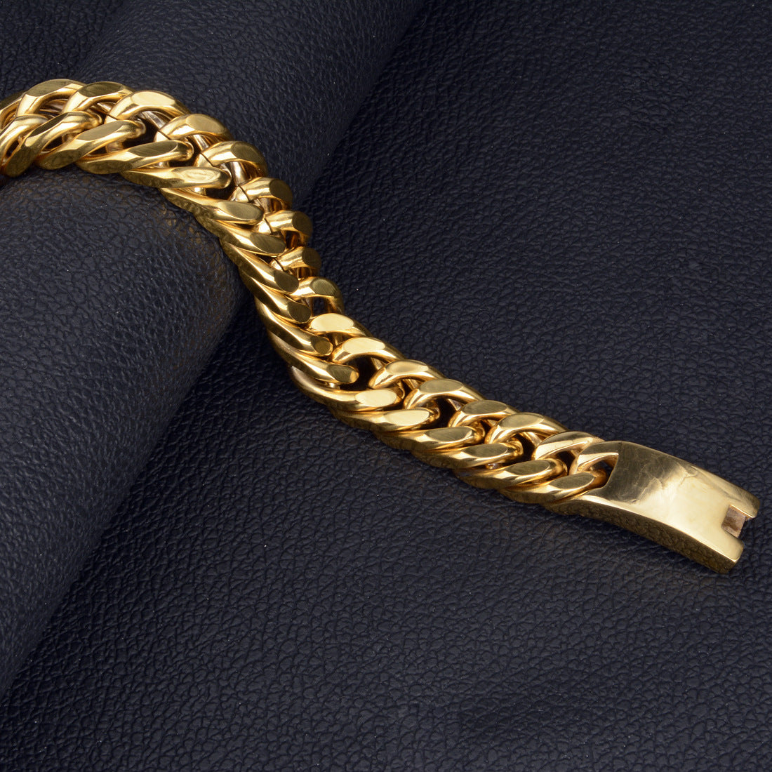 Double Weave Stainless Steel Bracelet for Men, High Polished Vacuum Electroplated Hip Hop Wrist Jewelry