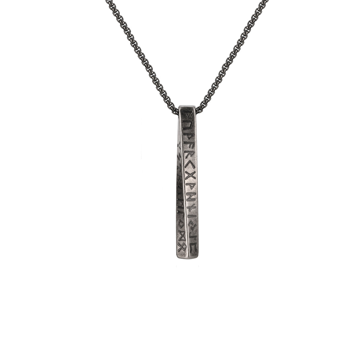 Men's Nordic Rune Vertical Bar Pendant Necklace