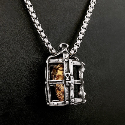 Men's Cage Skull Pendant Necklace