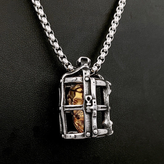 Men's Cage Skull Pendant Necklace