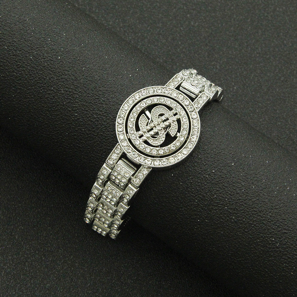 Hip-Hop Rotating Disc Dollar Bracelet