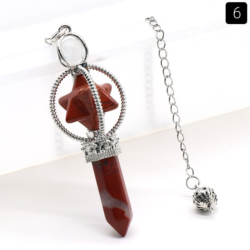 Cabamell Large Satellite Hexagonal Column Crystal Pendulum