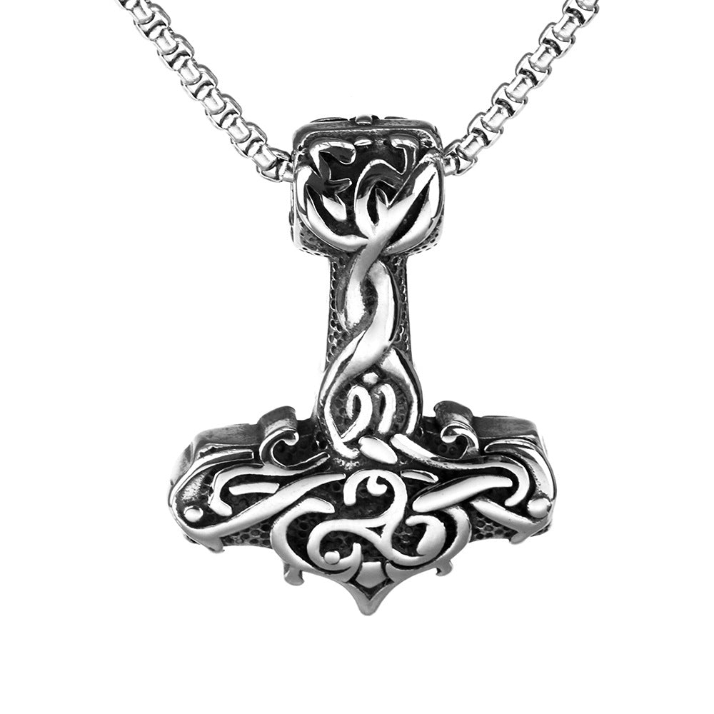 Men's Steel Mjolnir Pendant Necklace