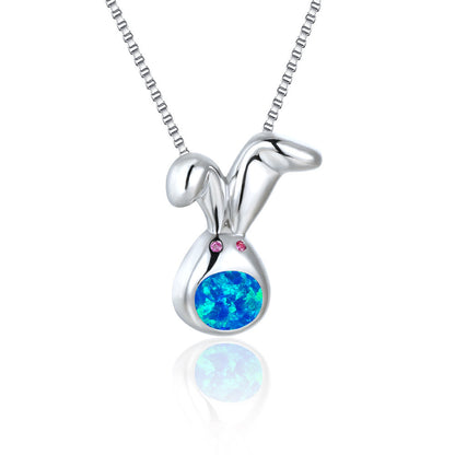 Rose gold white gold blue white Australian baby round-faced cute rabbit necklace