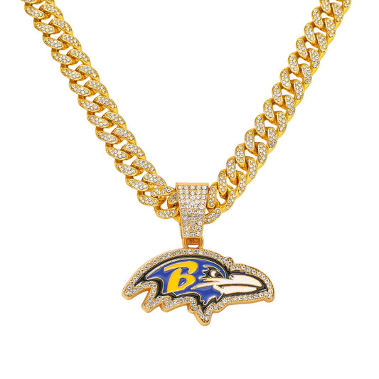 Hip-Hop Style Eagle Head Football Team Logo Cuban Chain Pendant Necklace