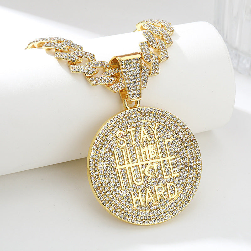 Street Round Hip-Hop Exaggerated Cuban Chain Pendant Necklace