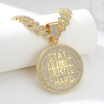 Street Round Hip-Hop Exaggerated Cuban Chain Pendant Necklace