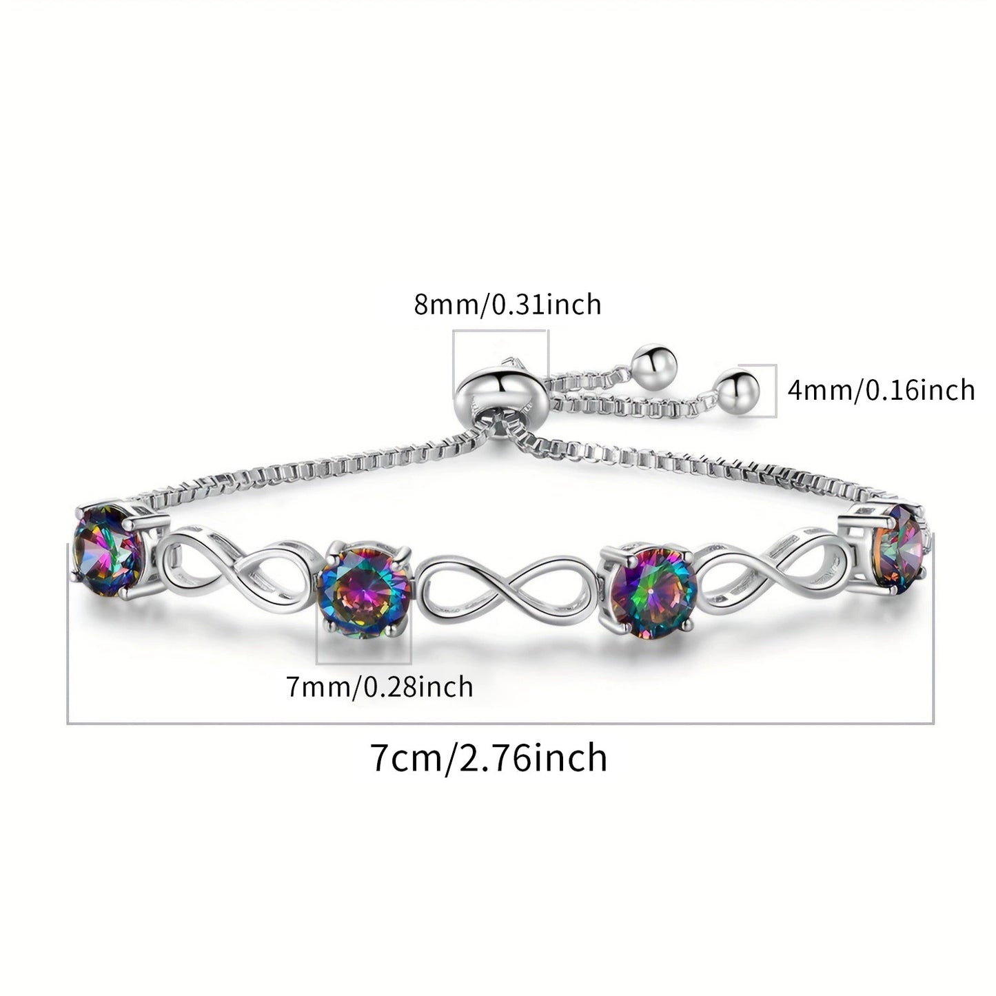 Women&Men's 7mm Adjustable Opal Bracelet With A Drawable 8-Shaped Design