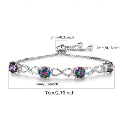 Women&Men's 7mm Adjustable Opal Bracelet With A Drawable 8-Shaped Design