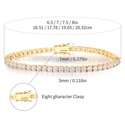 Women&Men's 2mm-7mm copper-inlaid zircon tennis bracelet