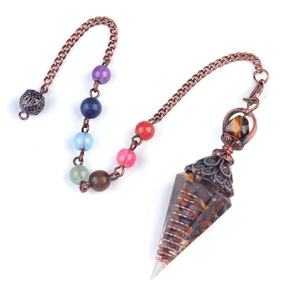 Copper-colored crushed stone resin crystal hexagonal pyramid spirit pendulum