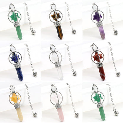 Cabamell Large Satellite Hexagonal Column Crystal Pendulum