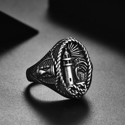 Men's Stainless Steel Minimalist Lighthouse Ring