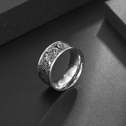 Vintage Antique Solid Stainless Steel Viking Tree of Life Band Ring for Men