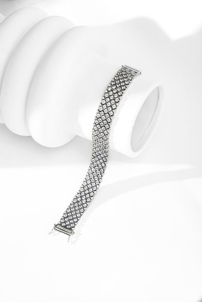 Women's Luxury Wide Tennis Bracelet, Multi‑Row Paved Colorless Zirconia, S925 with White Gold Plating