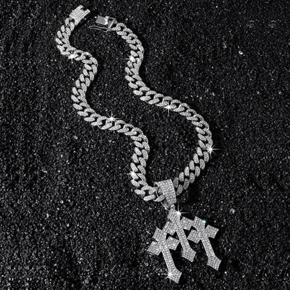 Hip-Hop Three Crosses Spliced Cuban Chain Pendant Necklace