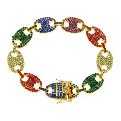 Hip-Hop Pig Nose Coffee Bean Chain Bracelet