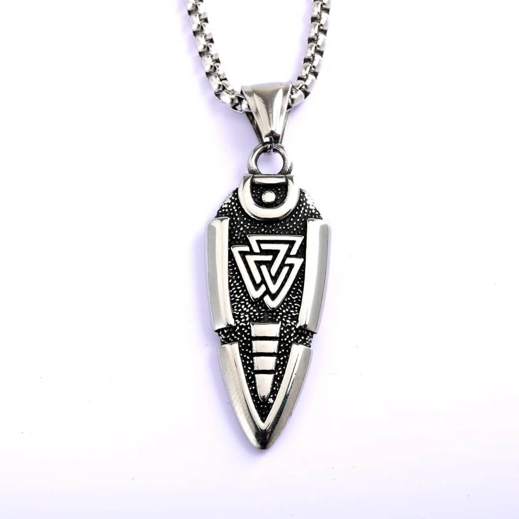 Vintage Stainless Steel Men's Viking Symbol Pendant Necklace