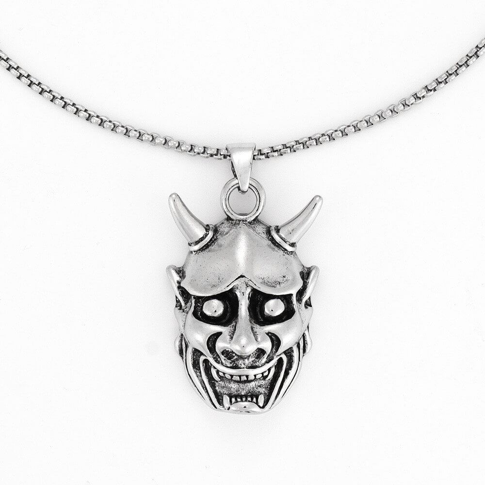 Men's Fashion Stainless Steel Prajna Mask Pendant Necklace