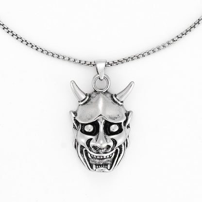 Men's Fashion Stainless Steel Prajna Mask Pendant Necklace