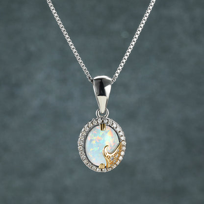 Two-color Wave Ocean Pearl Necklace Pendant