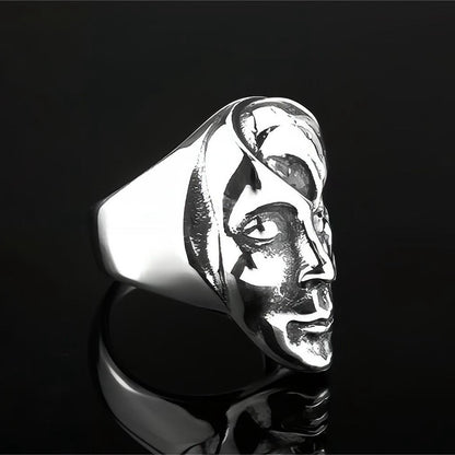 Vintage Solid Stainless Steel 3D Embossed Half Skull Face Punk Band Ring for Men