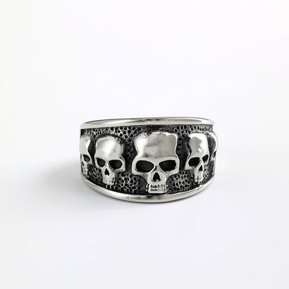 Vintage Solid Stainless Steel Gothic Skull Ring for Men
