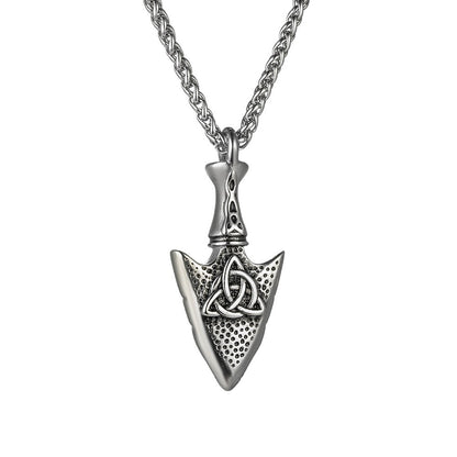 Men's Steel Celtic Knot Spearhead Pendant Necklace