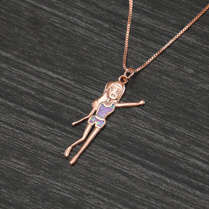 Rose gold and purple opal girl necklace