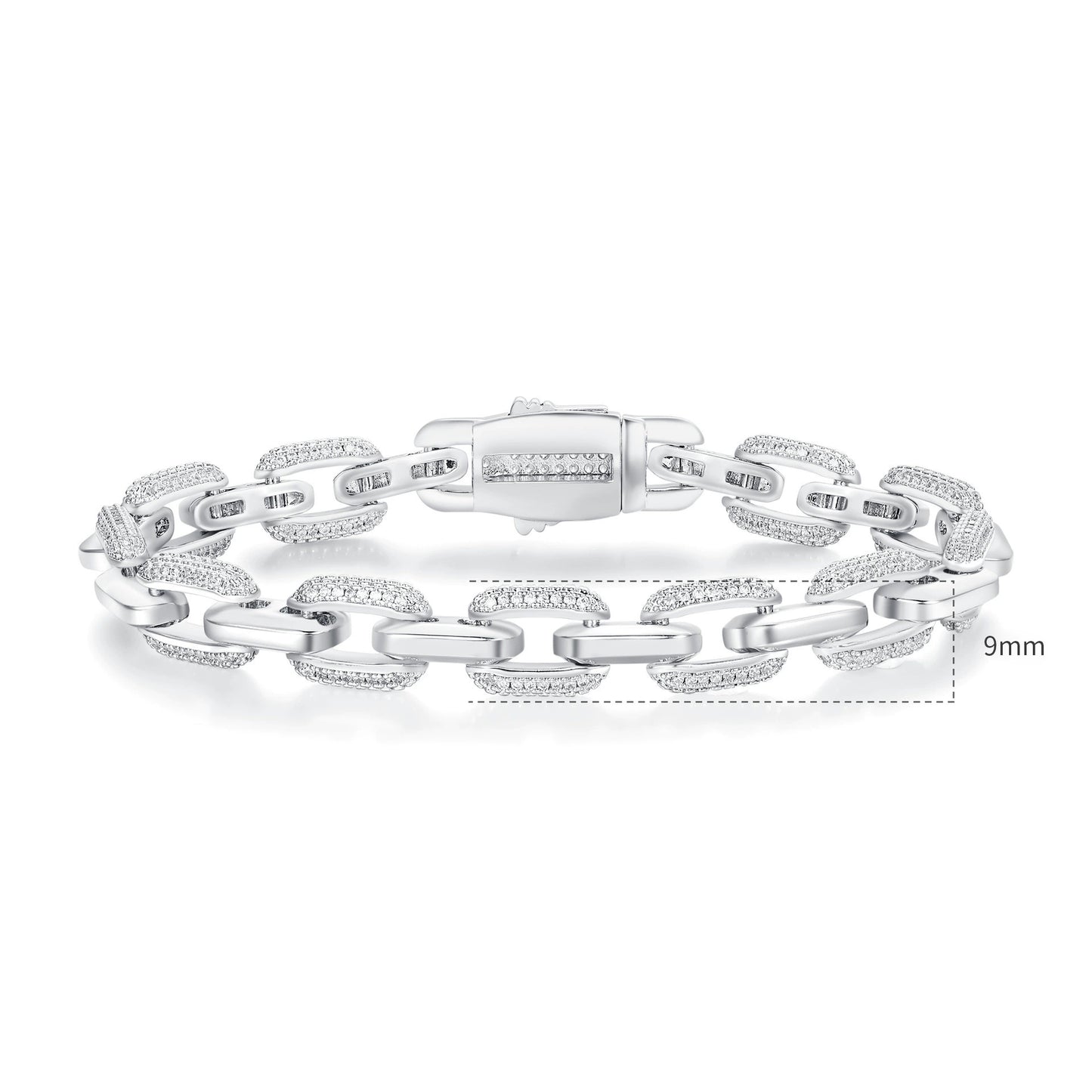Women&Men's Hip-Hop Heavyweight Design Zircon Tennis Belt Buckle Bracelet