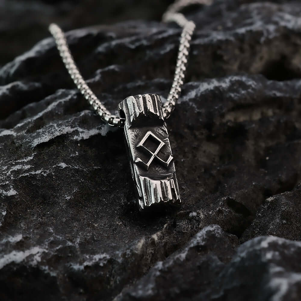 Vintage Stainless Steel Viking Symbol Pendant Necklace for Men
