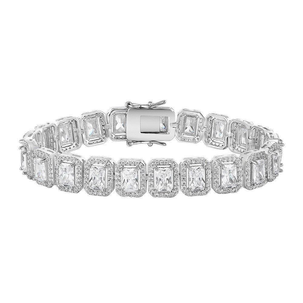 Women&Men's Hip-Hop Inlaid Zircon Cuban Tennis Bracelet