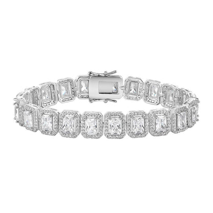 Women&Men's Hip-Hop Inlaid Zircon Cuban Tennis Bracelet